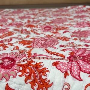 Roller Rabbit Pink and Orange Floral Quilt